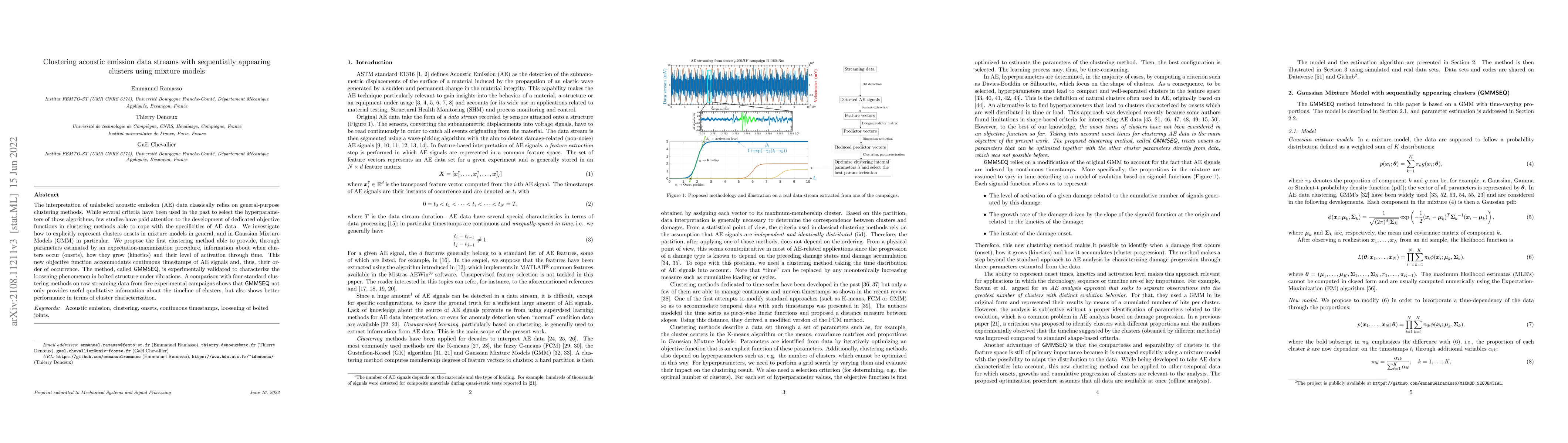 Thumbnail for Clustering acoustic emission data streams with sequentially appearing
  clusters using mixture models
