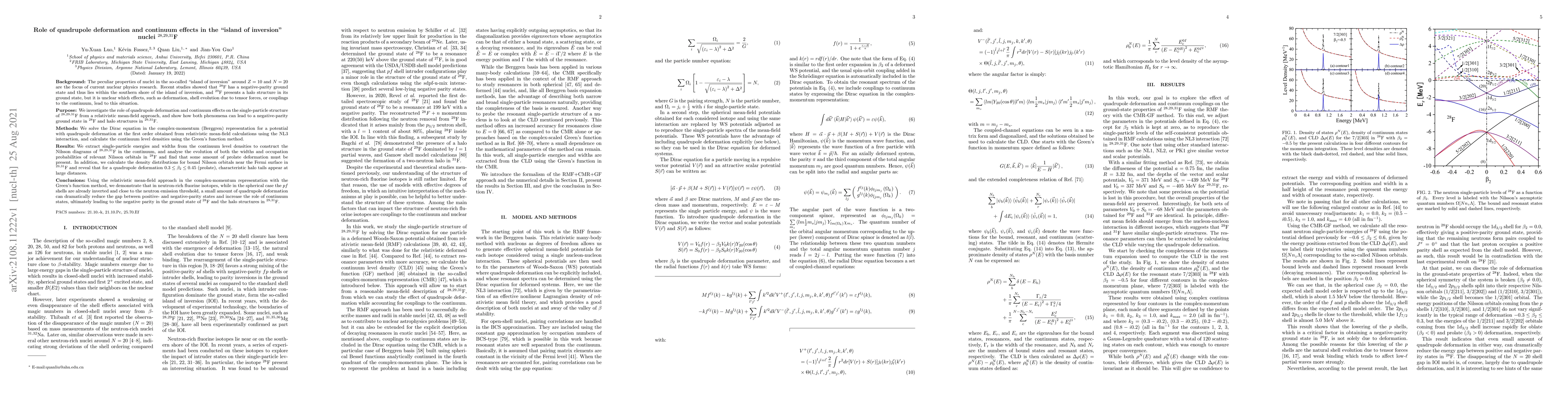Thumbnail for Role of quadrupole deformation and continuum effects in the "island of
  inversion'' nuclei $^{28,29,31}$F