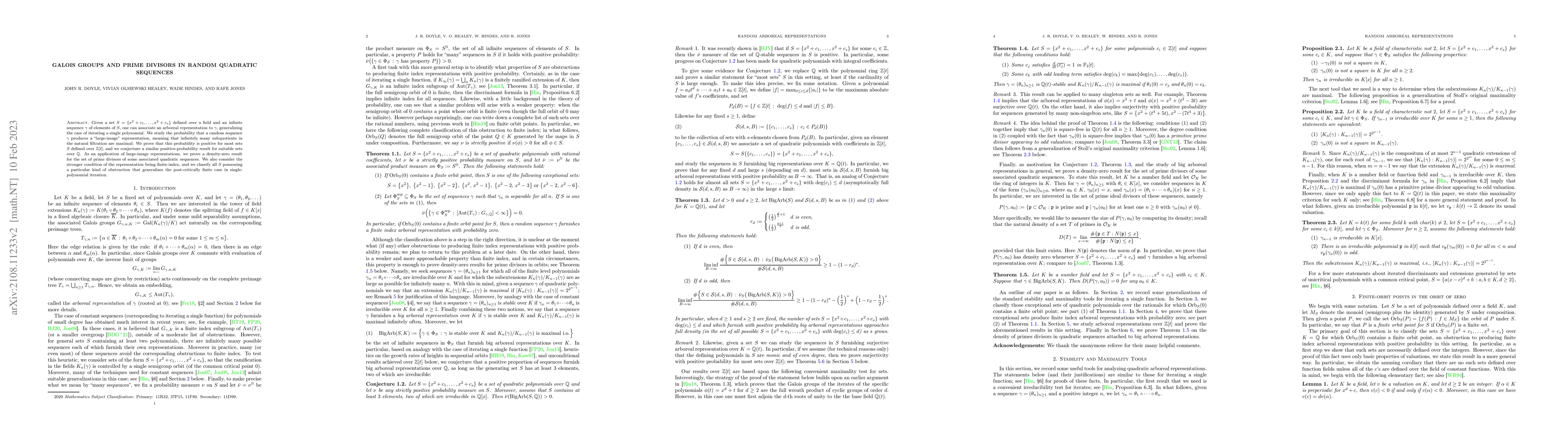 Thumbnail for Galois groups and prime divisors in random quadratic sequences