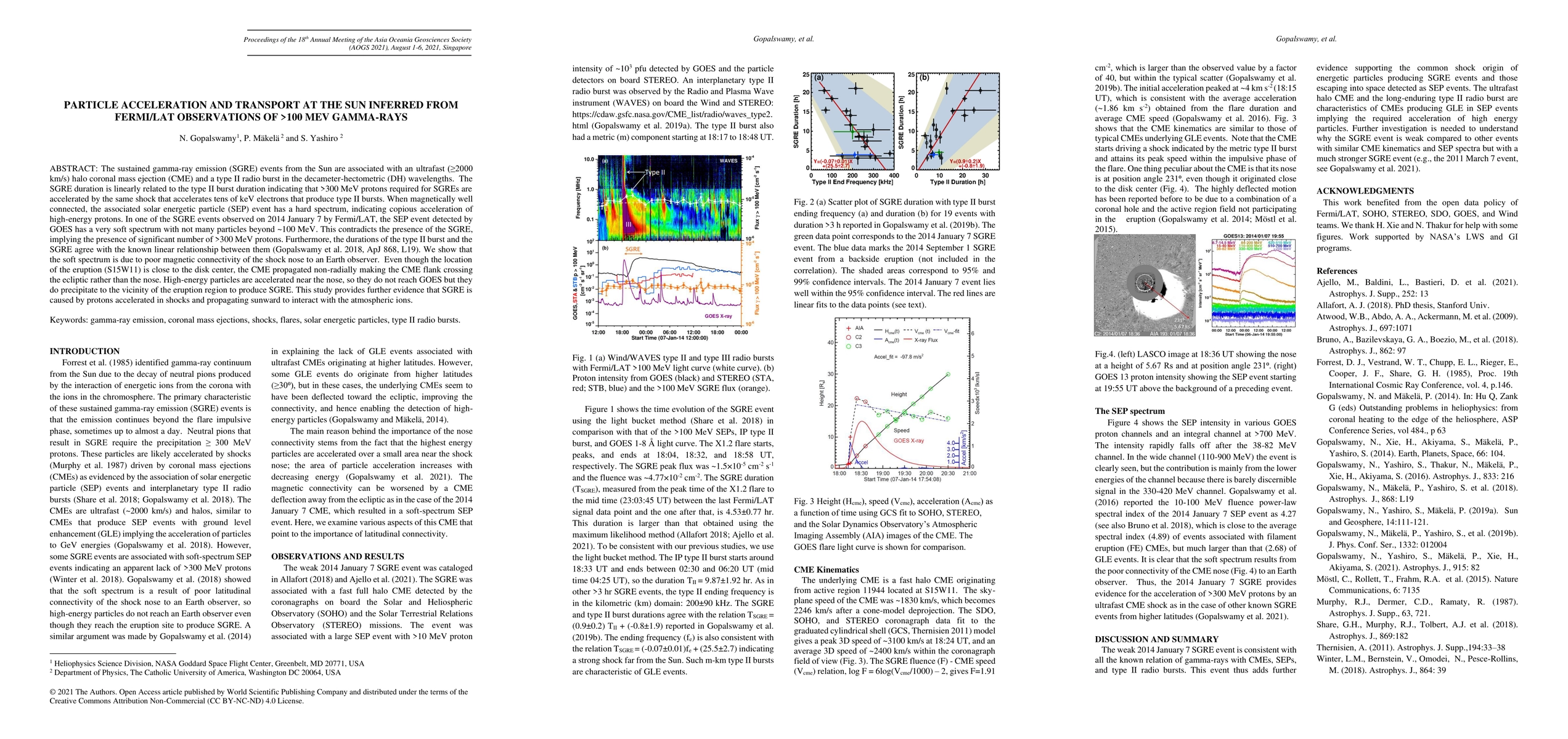 Thumbnail for Particle Acceleration and Transport at the Sun Inferred from Fermi/LAT
  Observations of >100 MeV Gamma-rays
