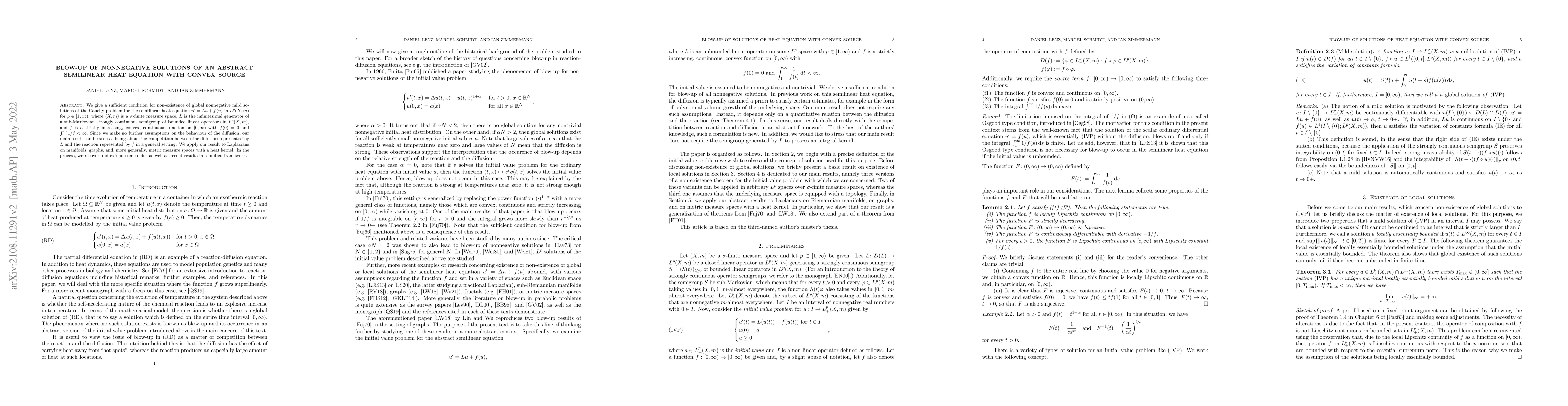 Thumbnail for Blow-up of nonnegative solutions of an abstract semilinear heat equation
  with convex source