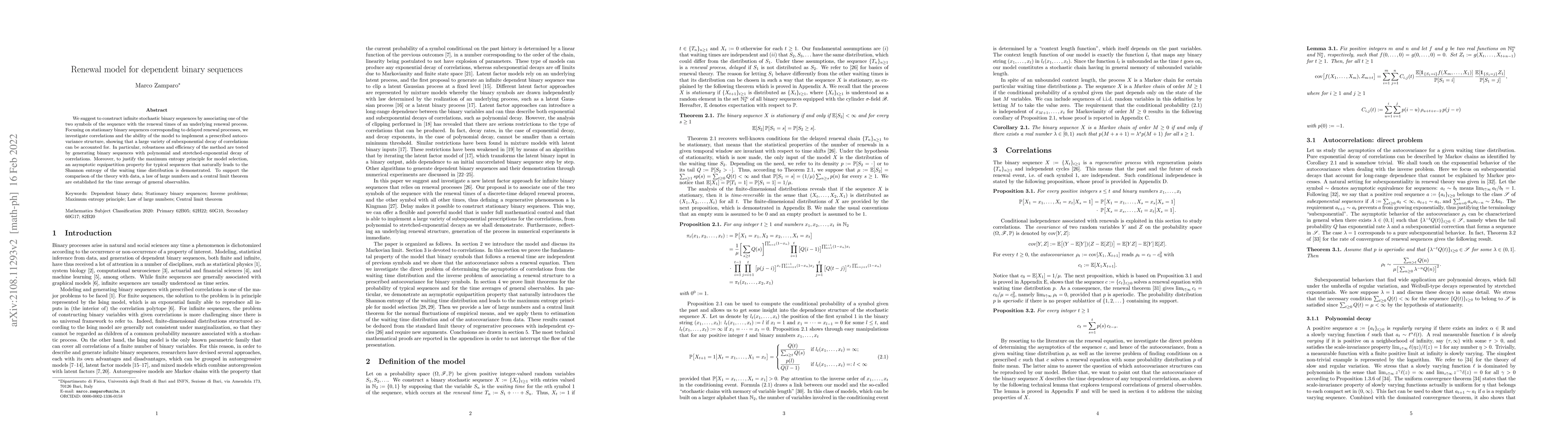 Thumbnail for Renewal model for dependent binary sequences