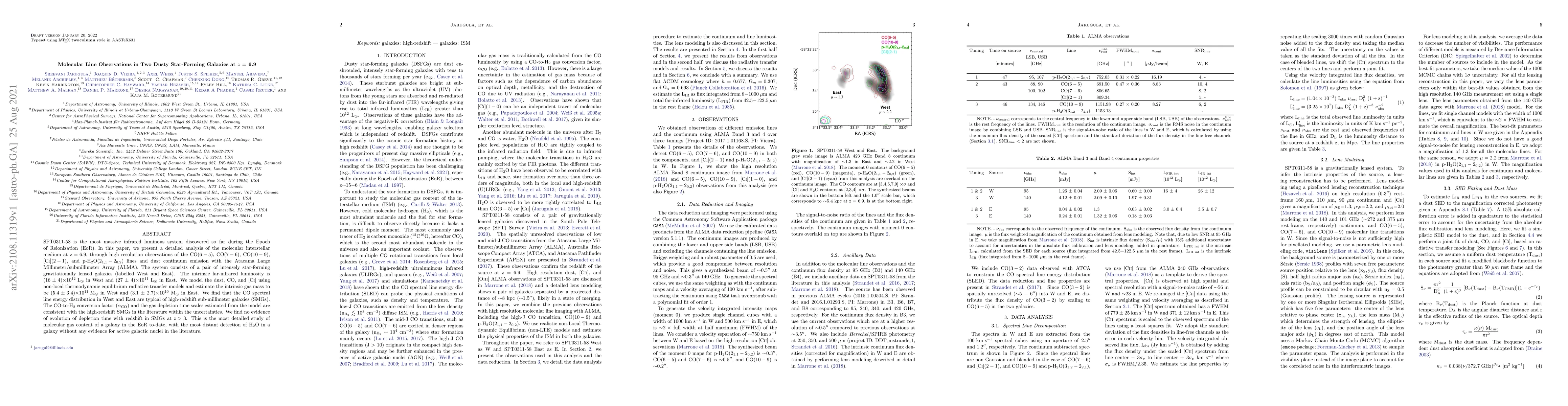 Thumbnail for Molecular Line Observations in Two Dusty Star-Forming Galaxies at z =
  6.9