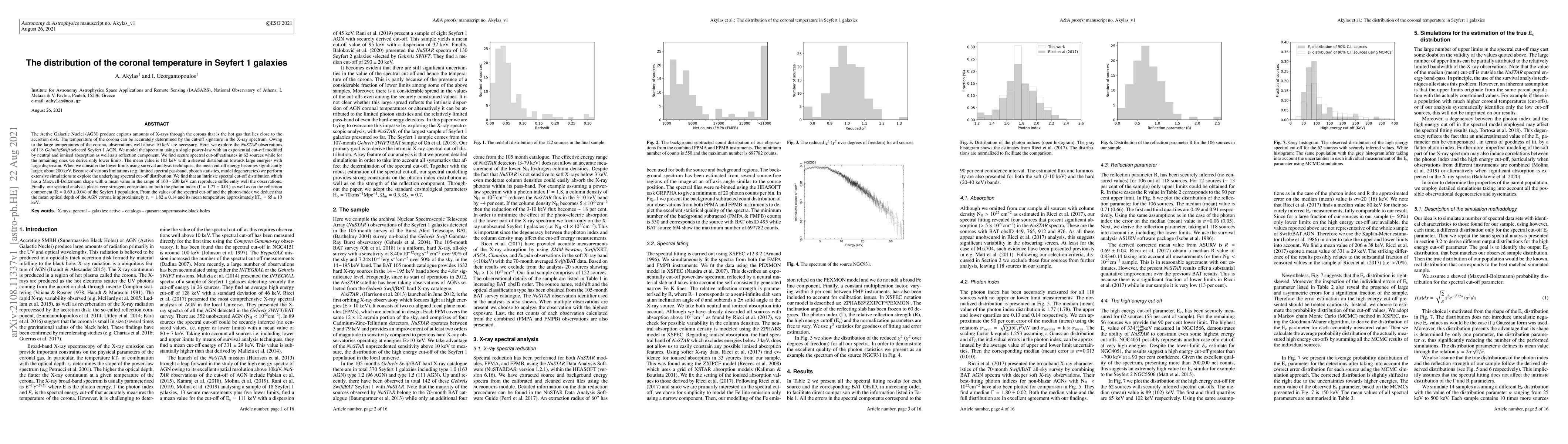 Thumbnail for The distribution of the coronal temperature in Seyfert 1 galaxies