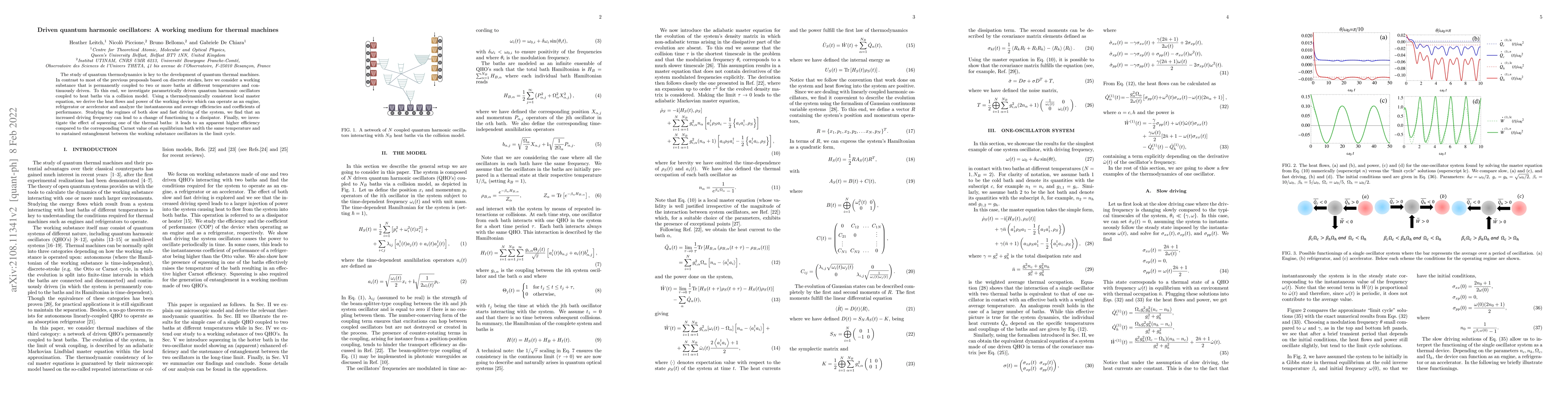 Thumbnail for Driven quantum harmonic oscillators: A working medium for thermal
  machines