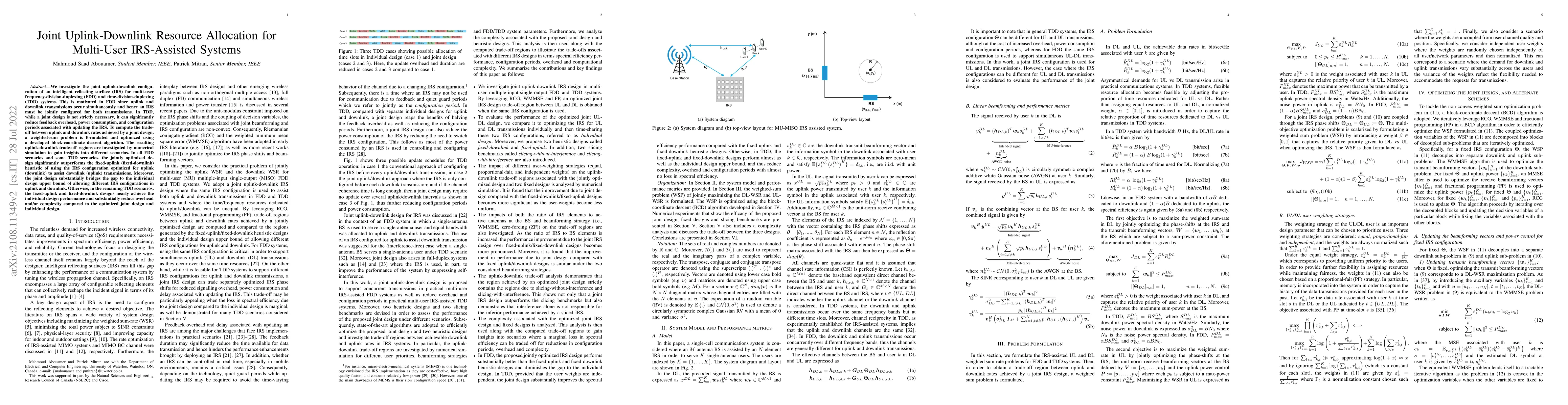 Thumbnail for Joint Uplink-Downlink Resource Allocation for Multi-User IRS-Assisted
  Systems