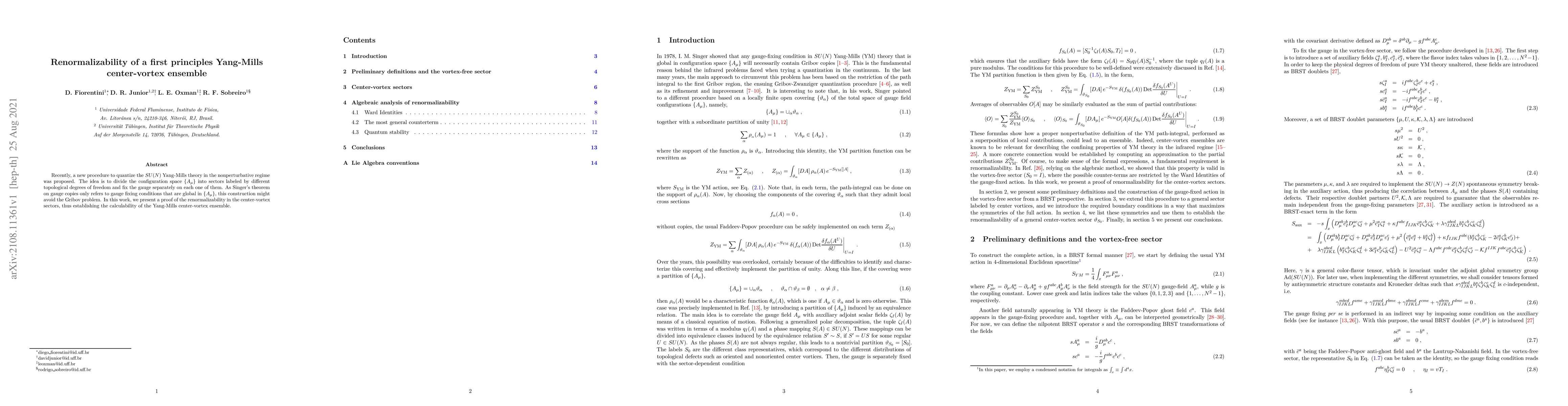 Thumbnail for Renormalizability of a first principles Yang-Mills center-vortex
  ensemble