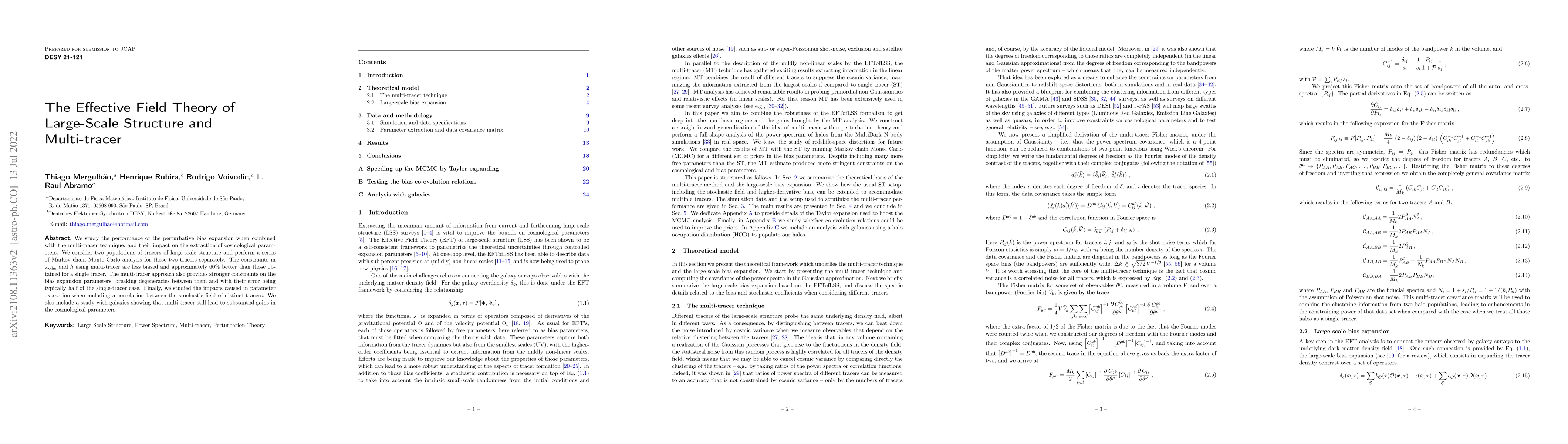 Thumbnail for The Effective Field Theory of Large-Scale Structure and Multi-tracer