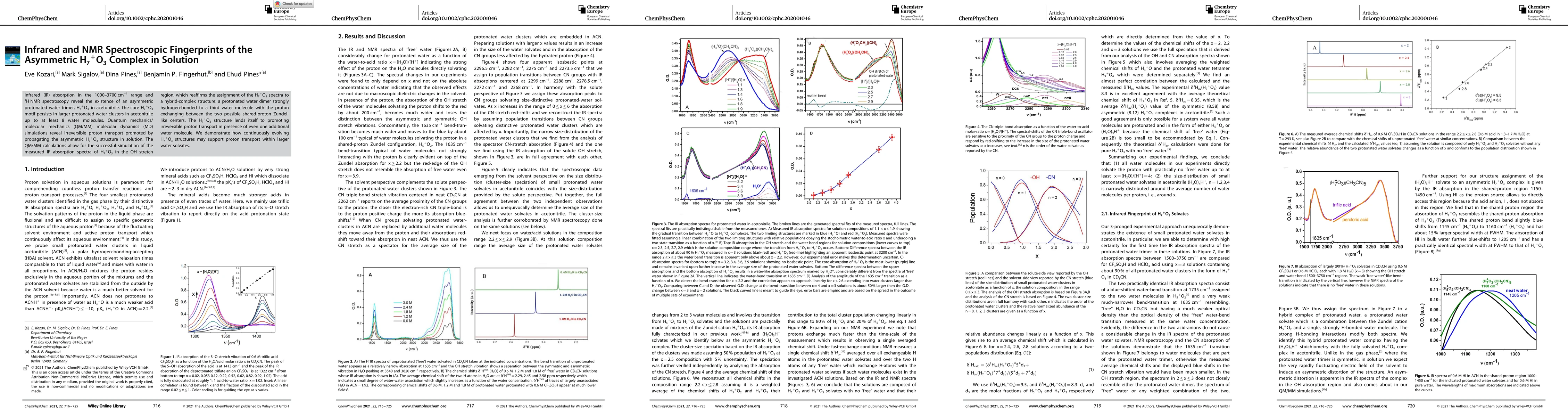 Thumbnail for Infrared and NMR Spectroscopic Fingerprints of the Asymmetric H7+O3
  Complex in Solution