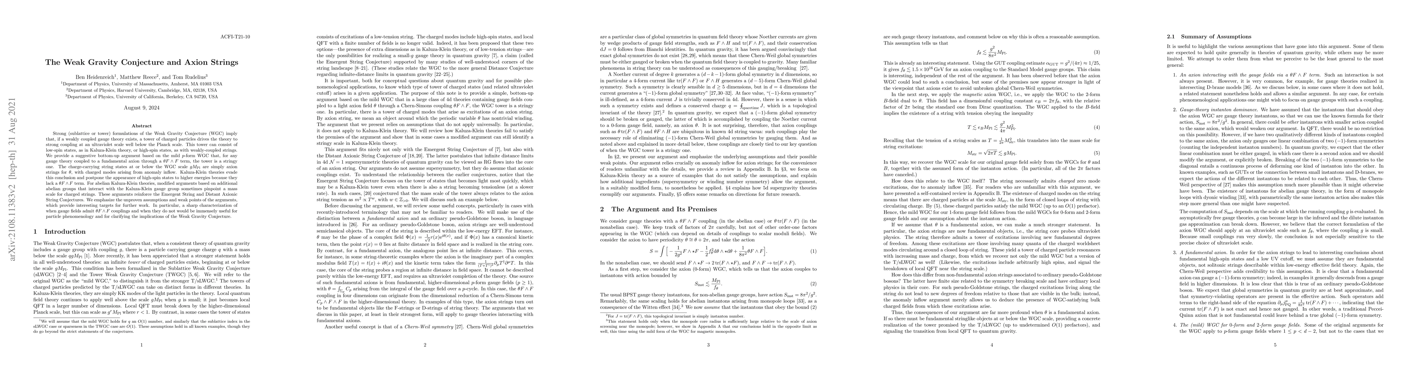 Thumbnail for The Weak Gravity Conjecture and Axion Strings