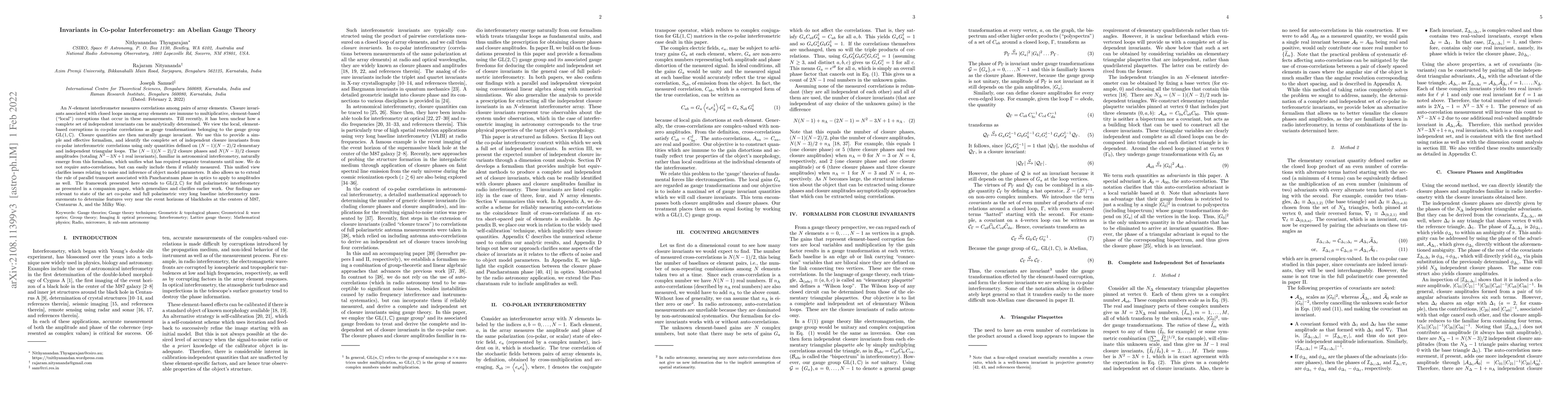 Thumbnail for Invariants in Co-polar Interferometry: an Abelian Gauge Theory