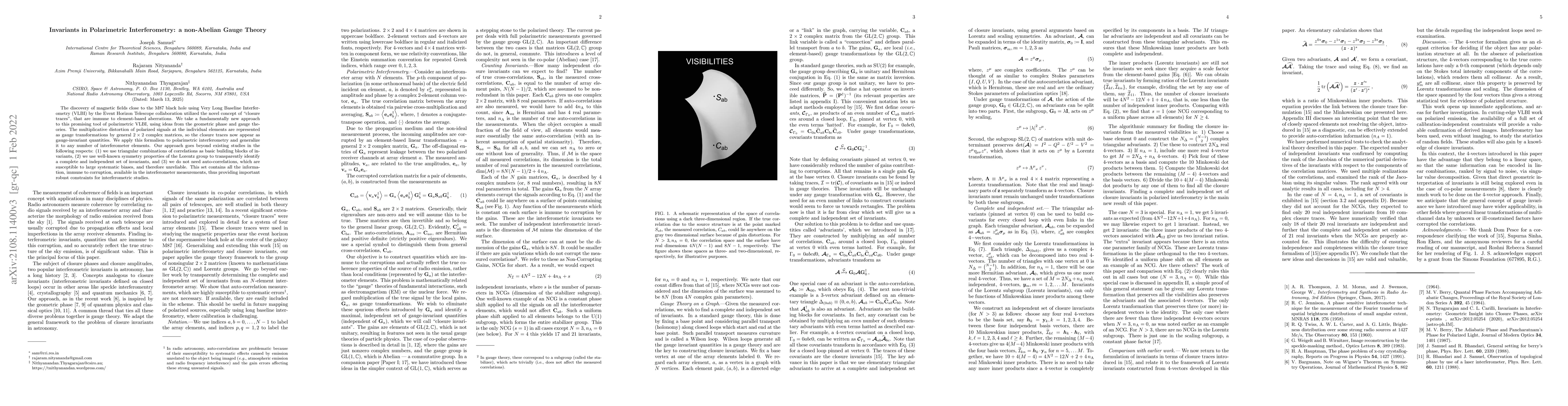 Thumbnail for Invariants in Polarimetric Interferometry: a non-Abelian Gauge Theory