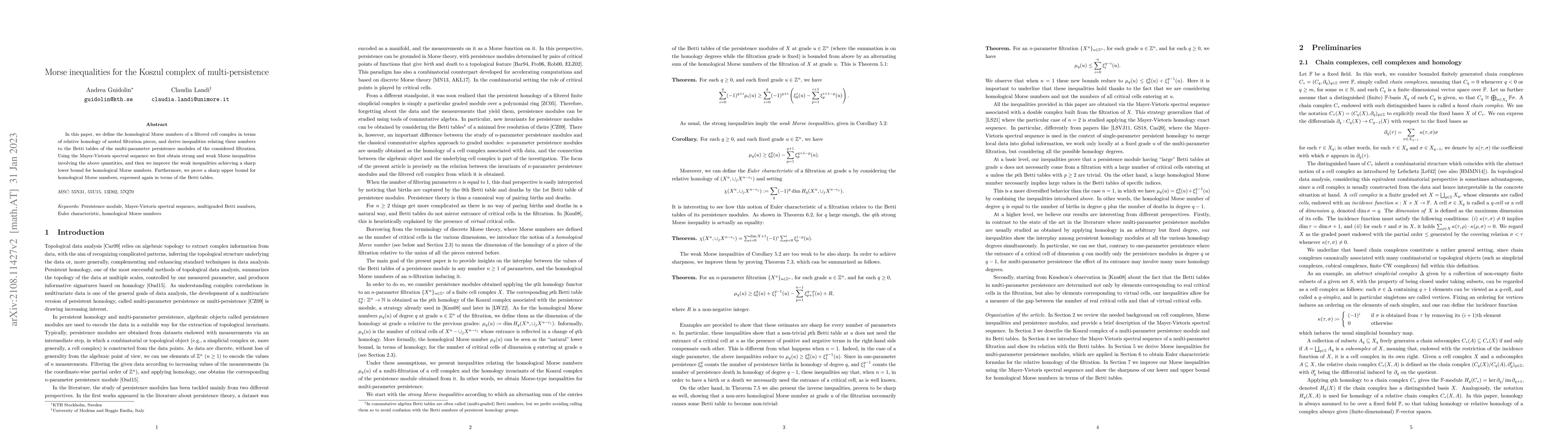 Thumbnail for Morse inequalities for the Koszul complex of multi-persistence
