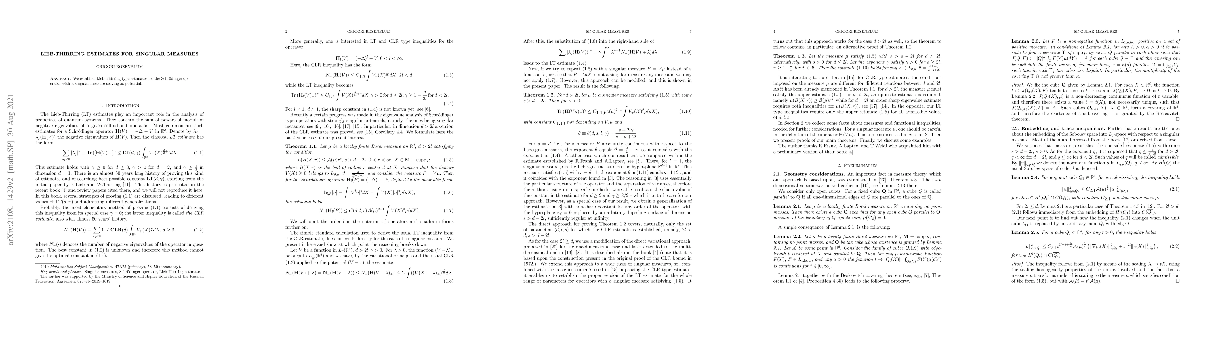 Thumbnail for Lieb-Thirring estimates for singular measures