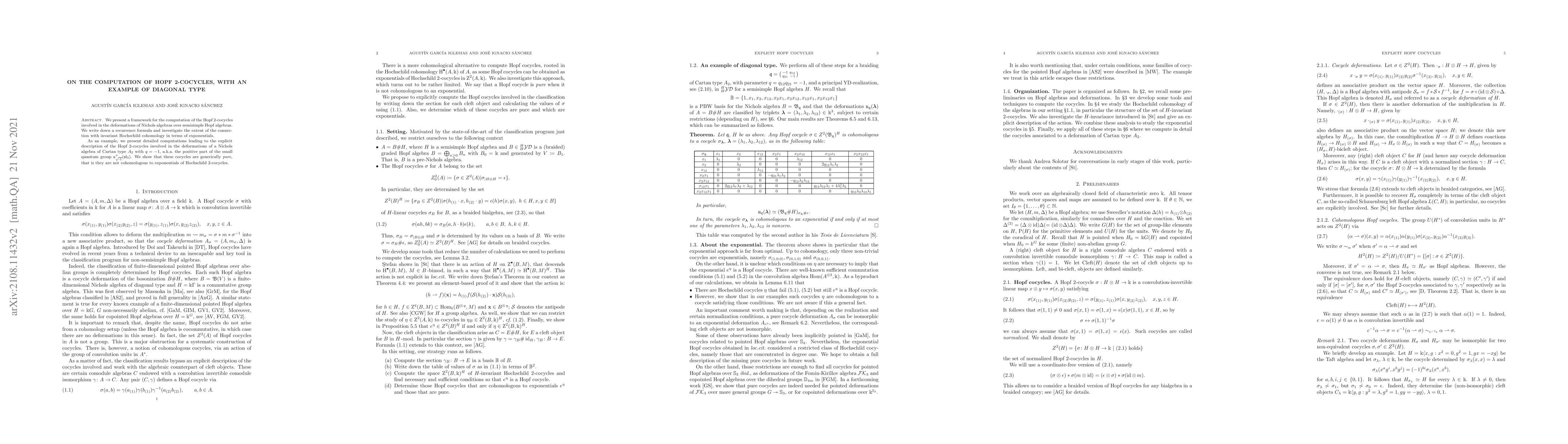 Thumbnail for On the computation of Hopf 2-cocycles, with an example of diagonal type