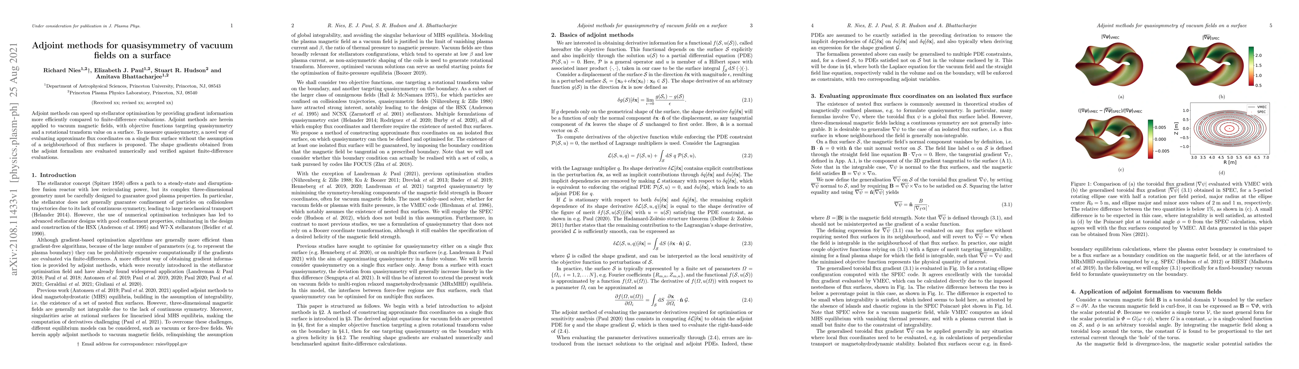 Thumbnail for Adjoint methods for quasisymmetry of vacuum fields on a surface