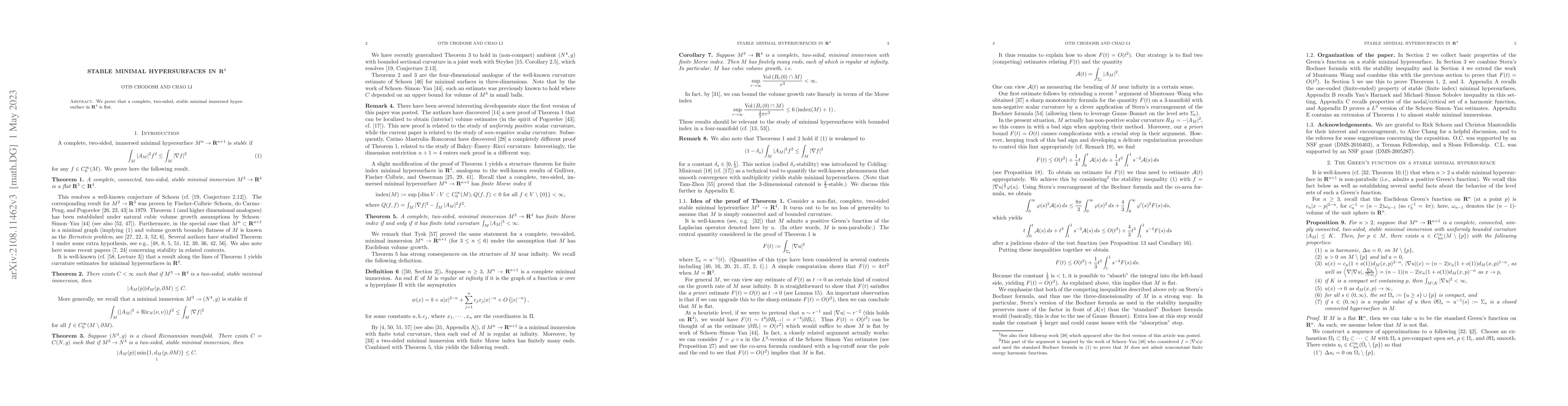 Thumbnail for Stable minimal hypersurfaces in $\mathbf{R}^4$