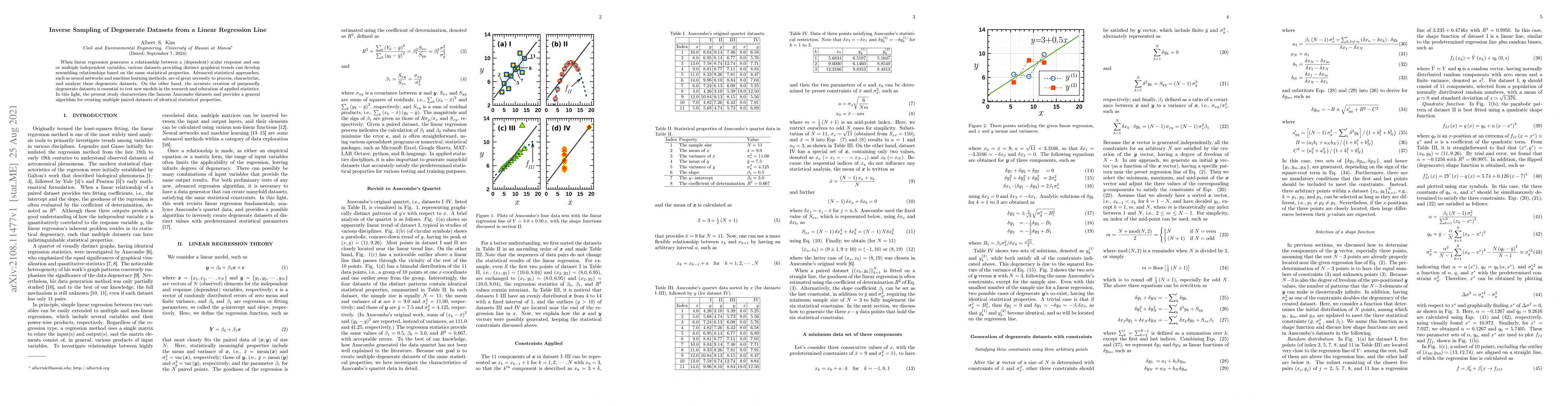 Thumbnail for Inverse Sampling of Degenerate Datasets from a Linear Regression Line