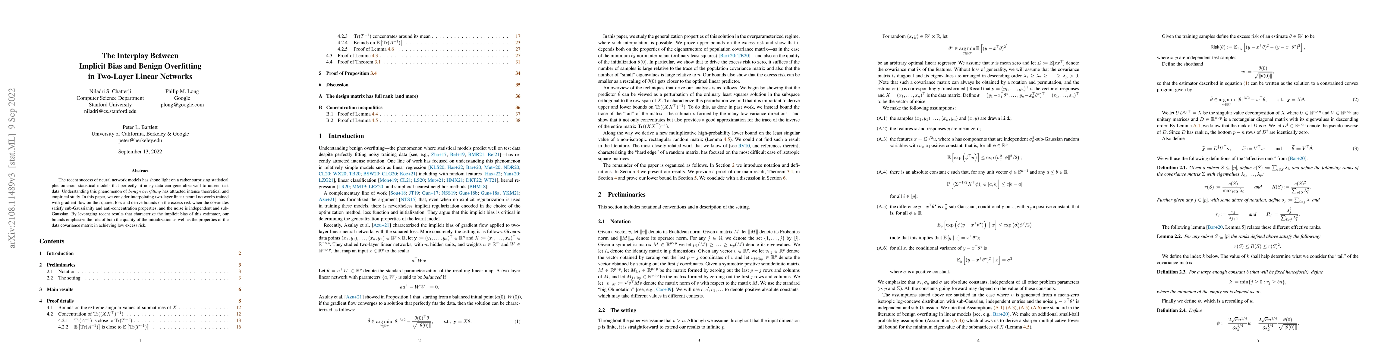 Thumbnail for The Interplay Between Implicit Bias and Benign Overfitting in Two-Layer
  Linear Networks