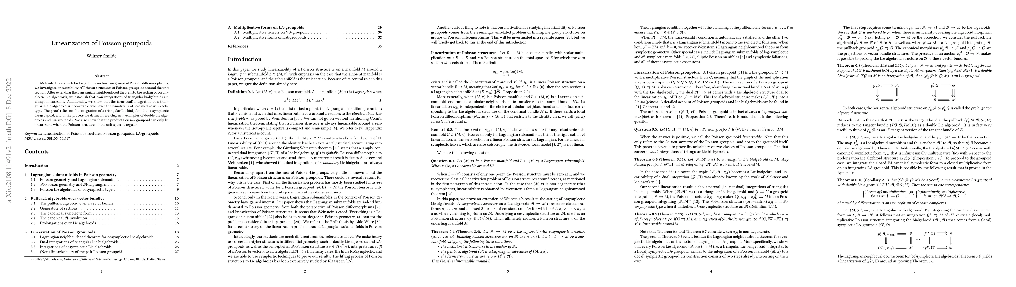 Thumbnail for Linearization of Poisson groupoids