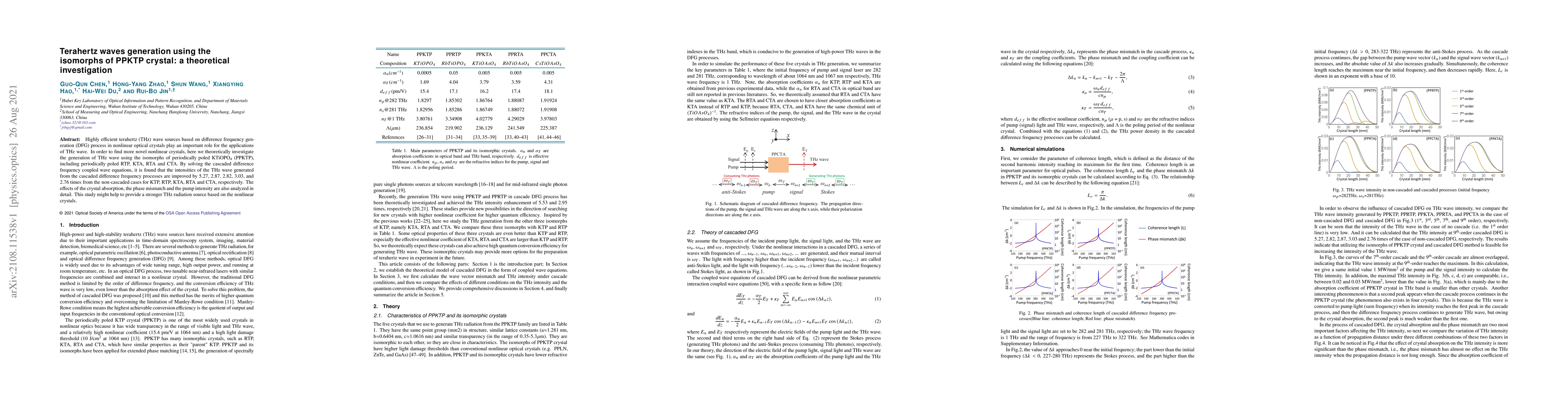 Thumbnail for Terahertz waves generation using the isomorphs of PPKTP crystal: a
  theoretical investigation