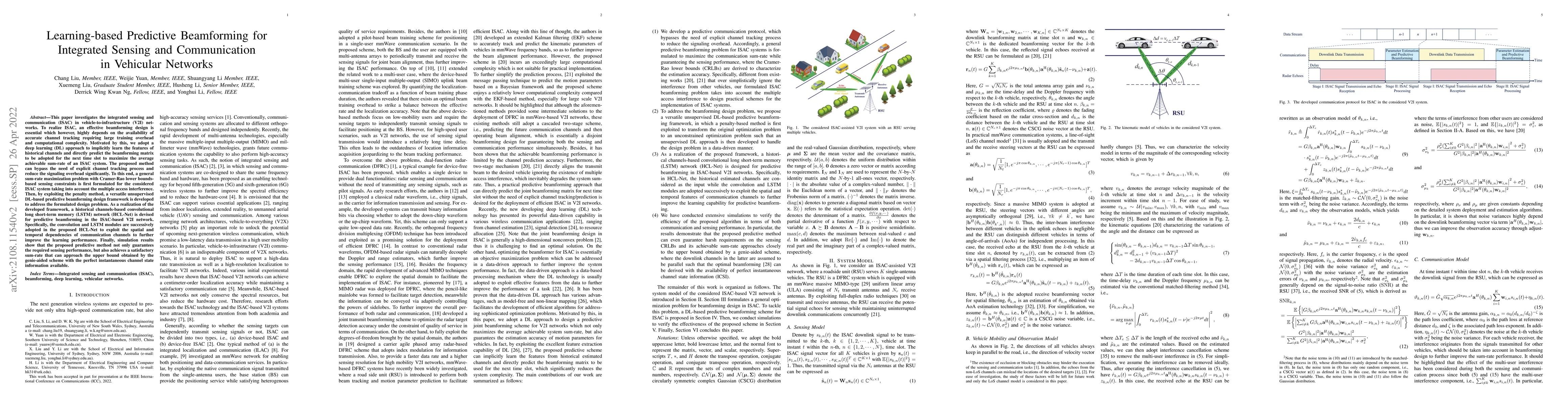 Thumbnail for Learning-based Predictive Beamforming for Integrated Sensing and
  Communication in Vehicular Networks