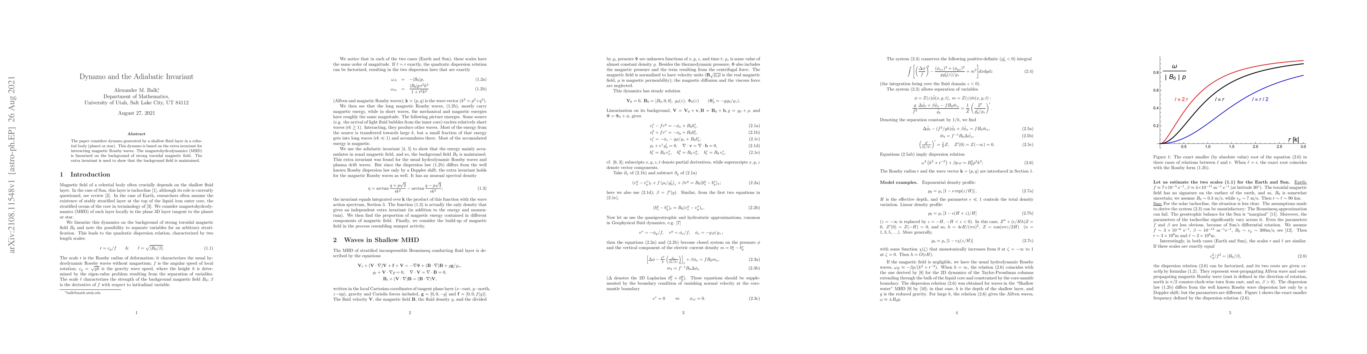 Thumbnail for Dynamo and the Adiabatic Invariant