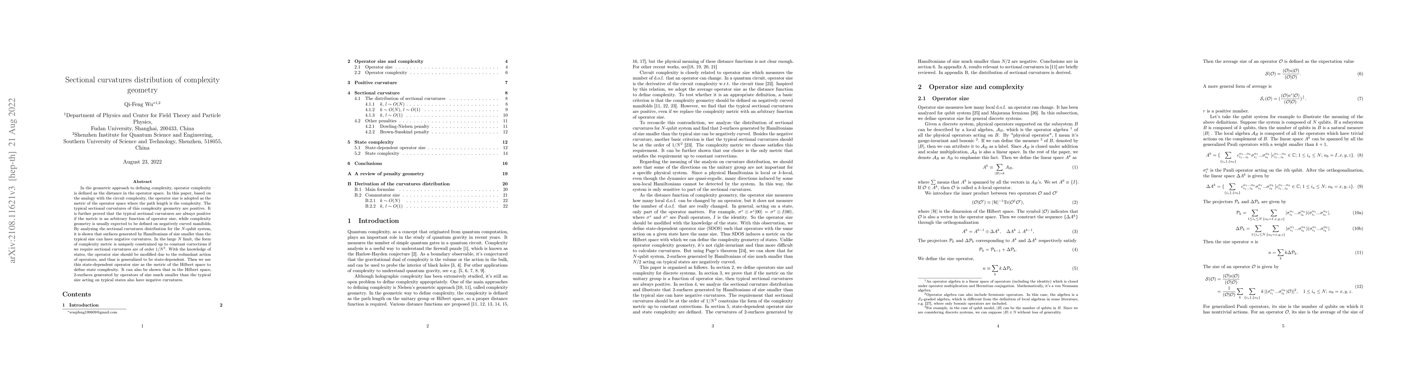 Thumbnail for Sectional curvatures distribution of complexity geometry