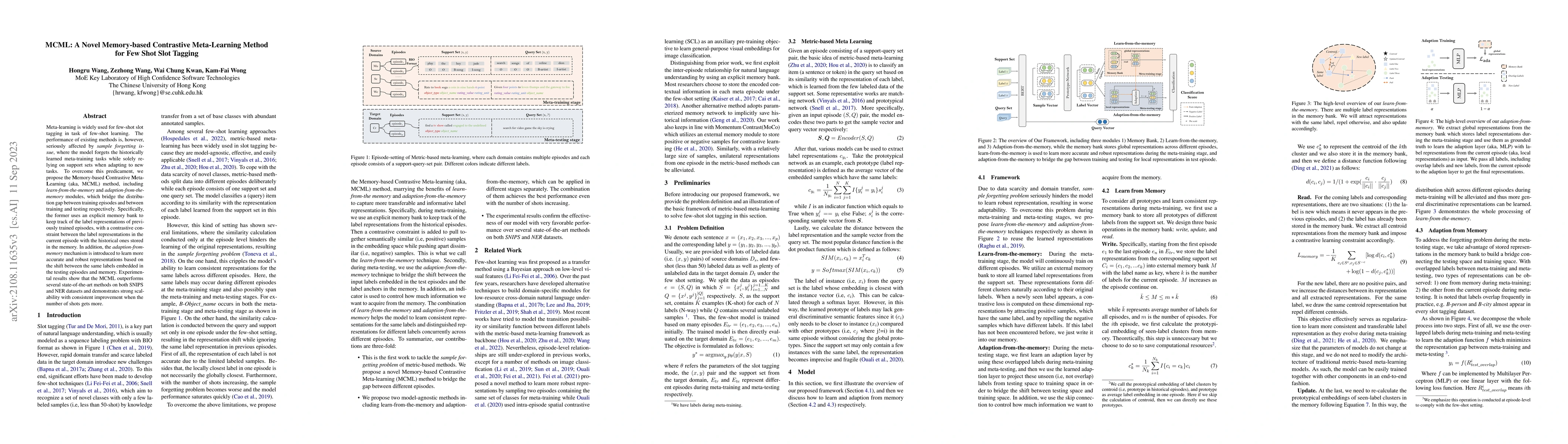 Thumbnail for MCML: A Novel Memory-based Contrastive Meta-Learning Method for Few Shot
  Slot Tagging