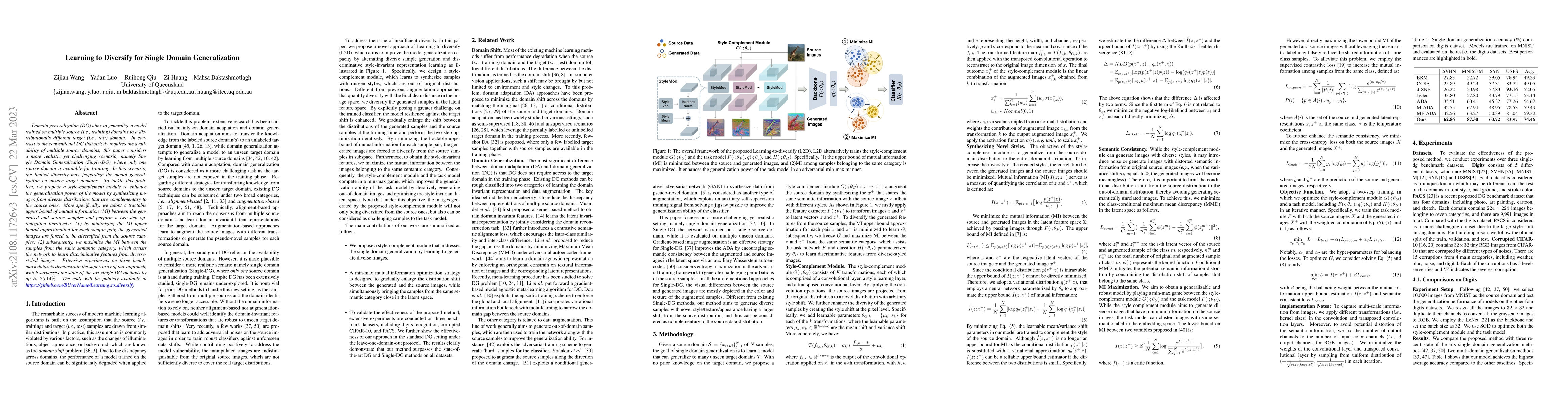 Thumbnail for Learning to Diversify for Single Domain Generalization