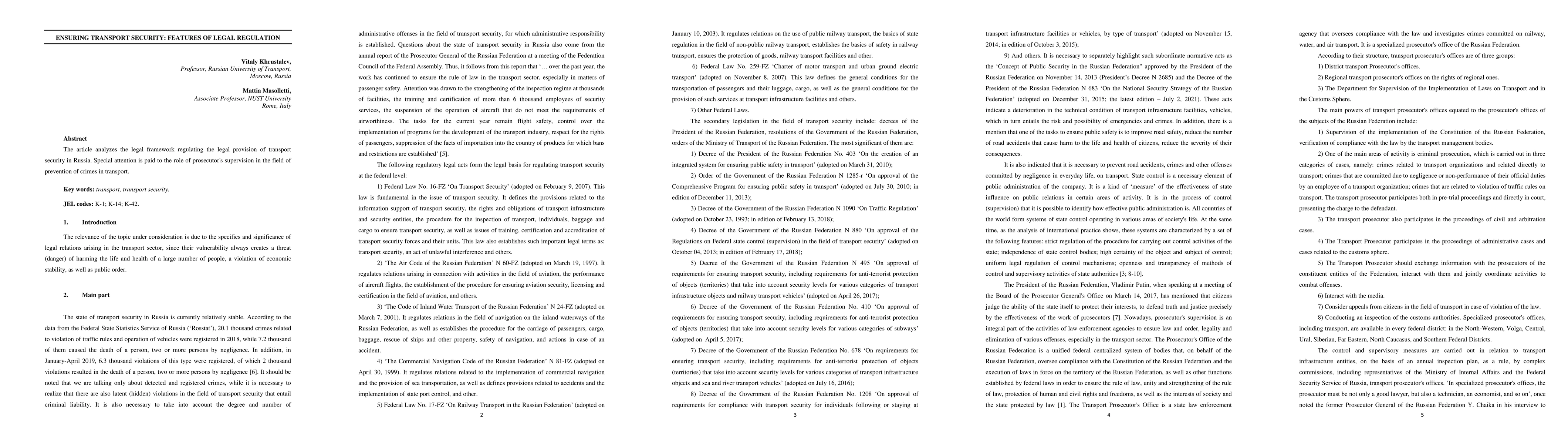 Thumbnail for Ensuring Transport Security; Features of Legal Regulation