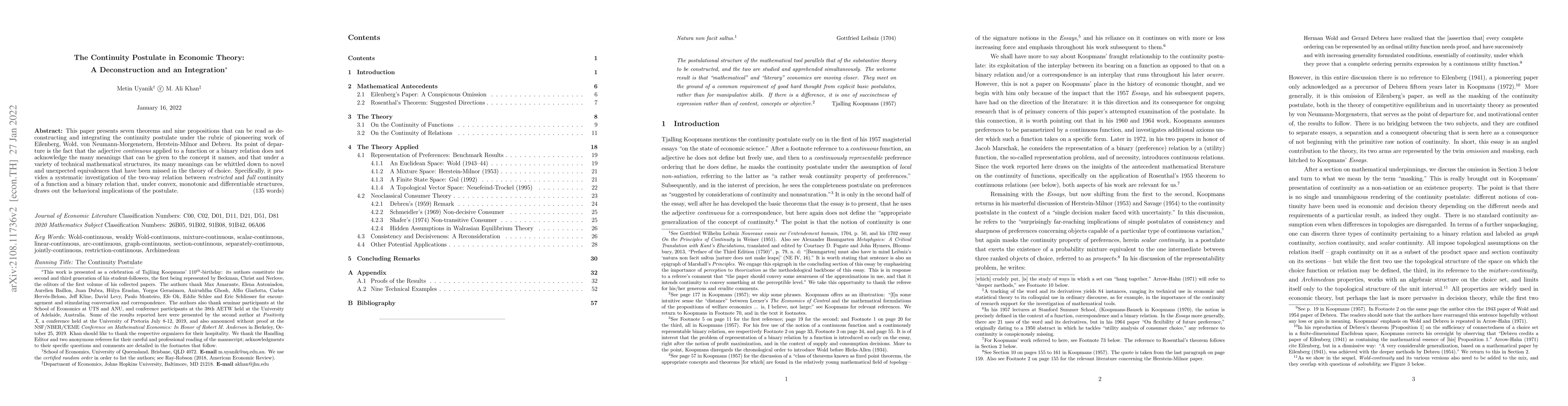 Thumbnail for The Continuity Postulate in Economic Theory: A Deconstruction and an
  Integration