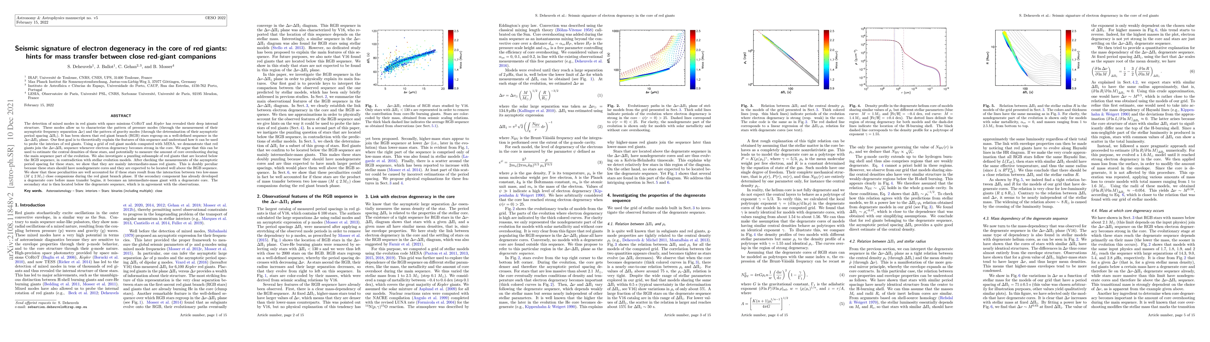 Thumbnail for Seismic signature of electron degeneracy in the core of red giants:
  hints for mass transfer between close red-giant companions