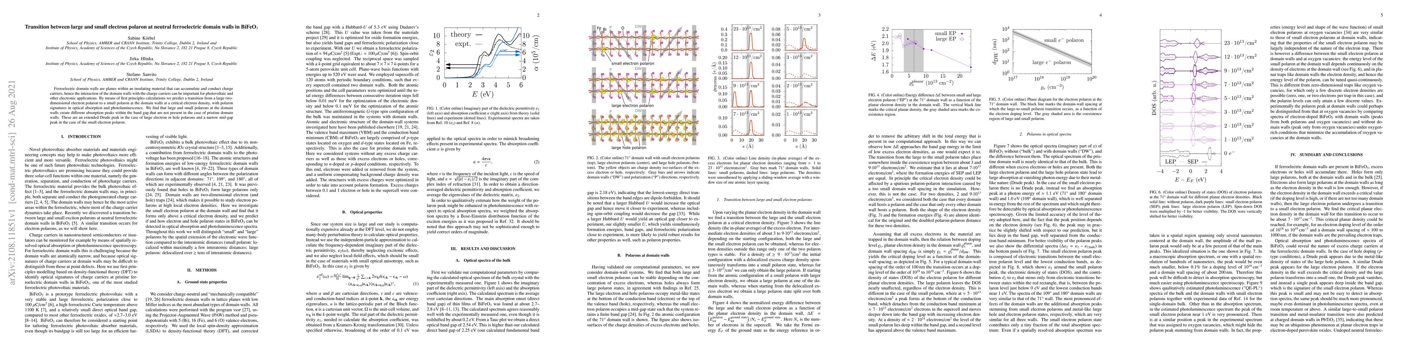 Thumbnail for Transition between large and small electron polaron at neutral
  ferroelectric domain walls in BiFeO$_3$