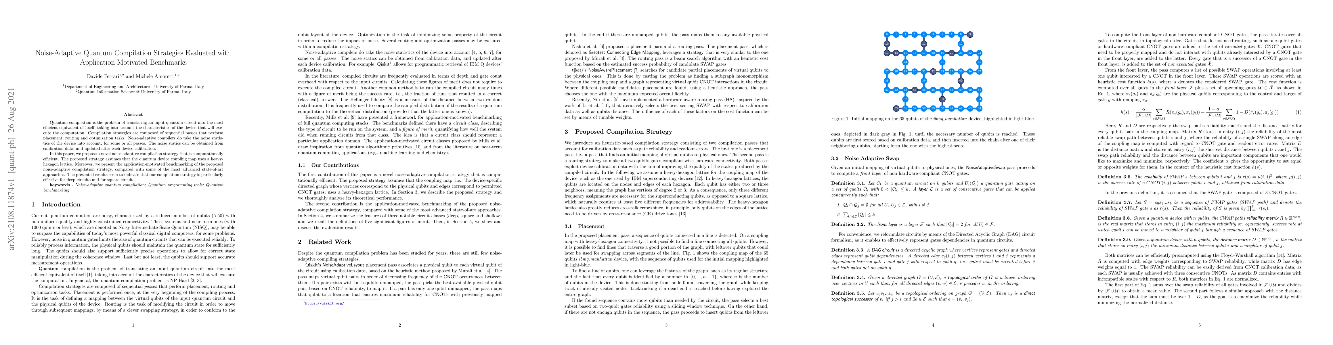 Thumbnail for Noise-Adaptive Quantum Compilation Strategies Evaluated with
  Application-Motivated Benchmarks