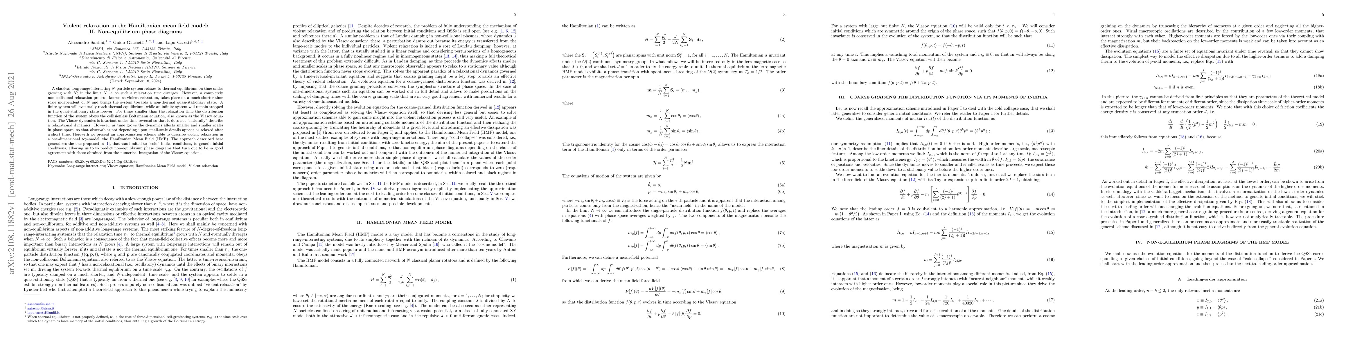 Thumbnail for Violent relaxation in the Hamiltonian mean field model: II.
  Non-equilibrium phase diagrams