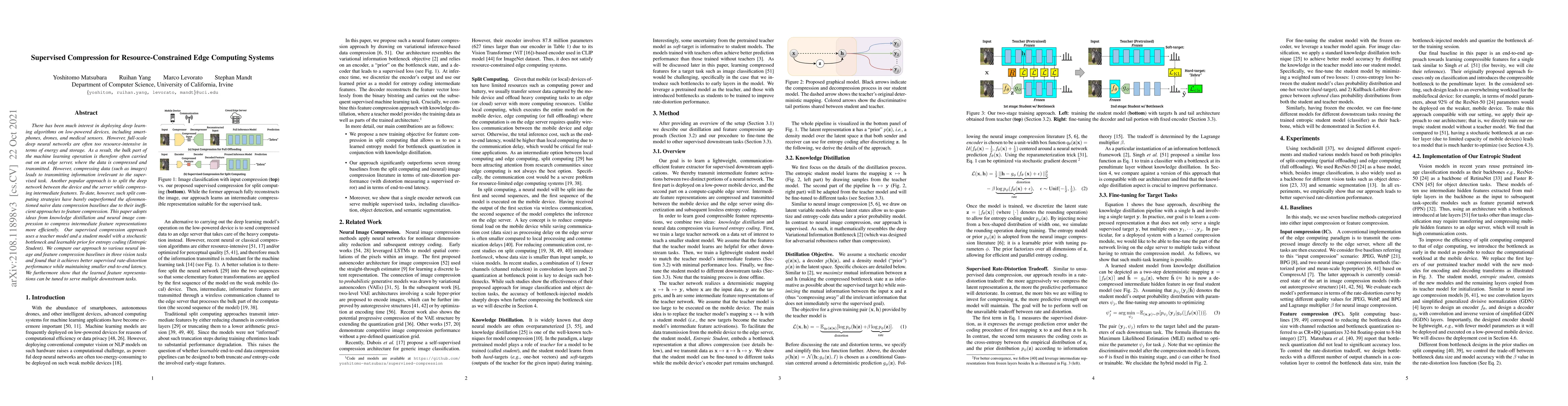 Thumbnail for Supervised Compression for Resource-Constrained Edge Computing Systems