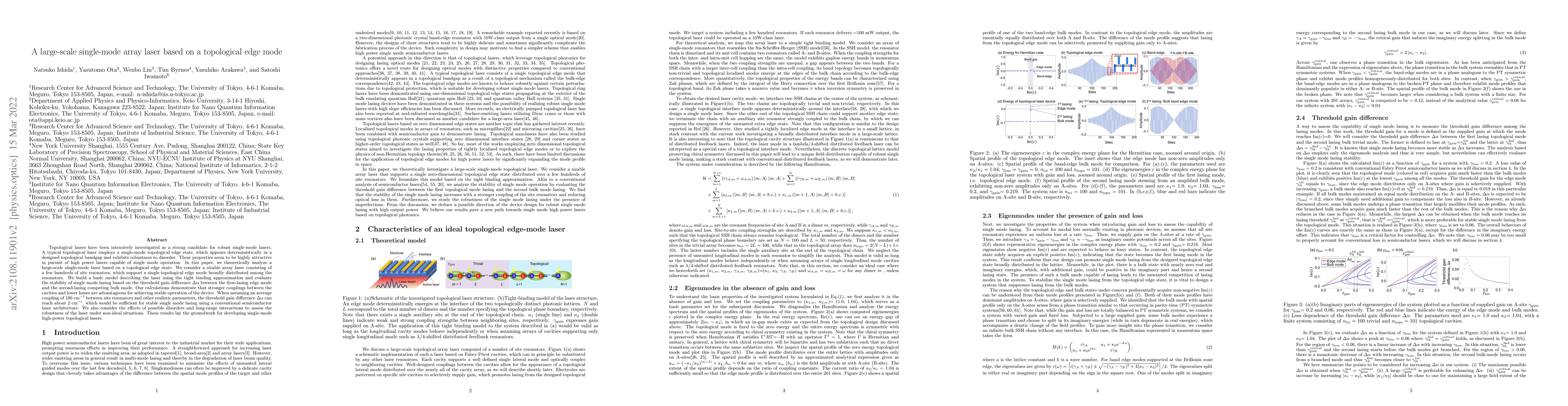 Thumbnail for A large-scale single-mode array laser based on a topological edge mode
