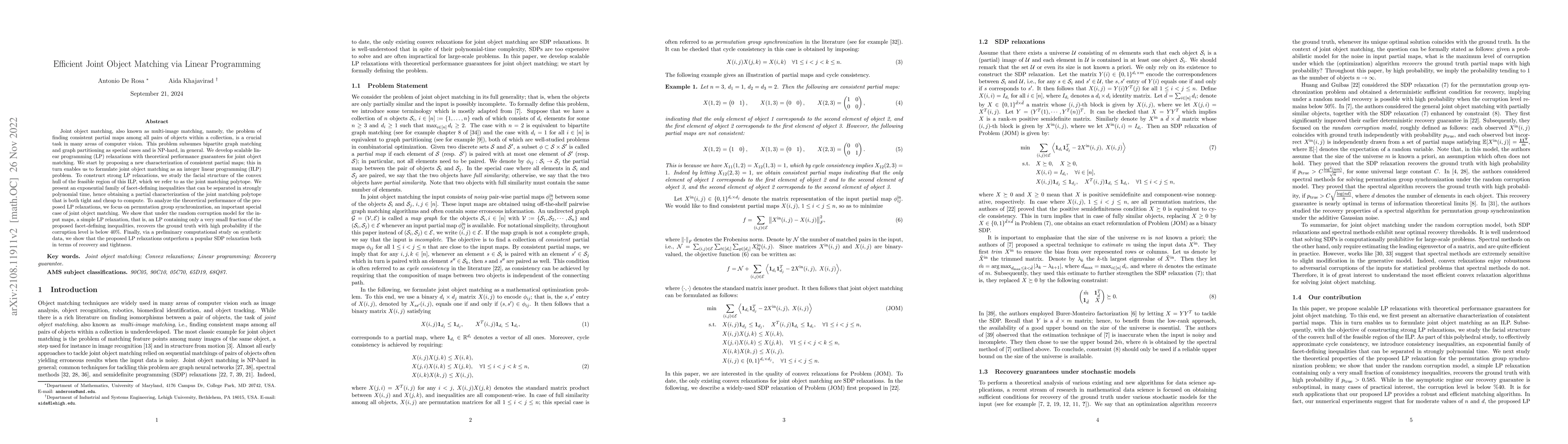 Thumbnail for Efficient Joint Object Matching via Linear Programming