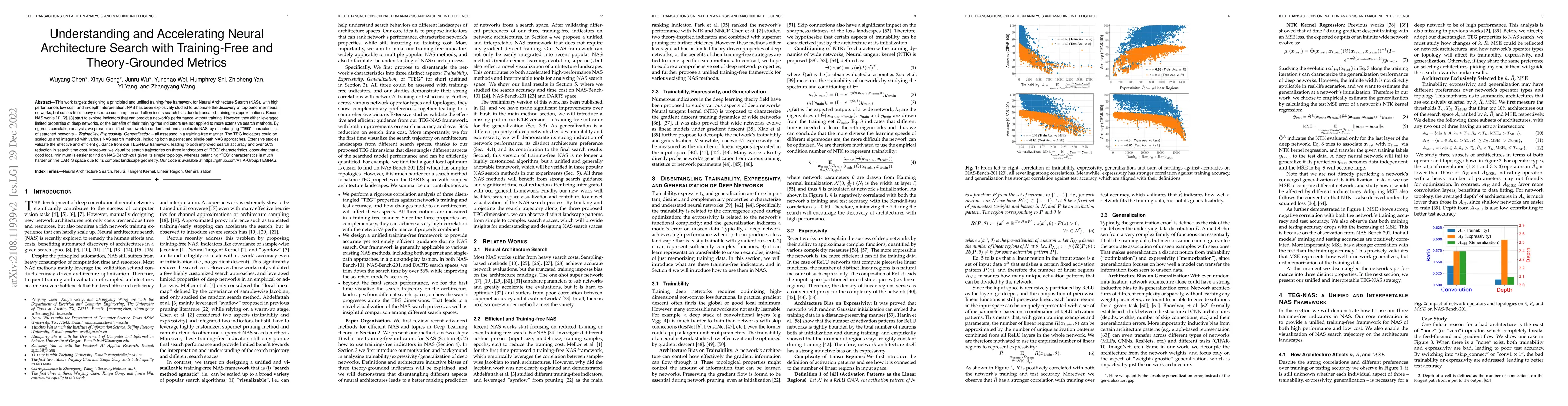 Thumbnail for Understanding and Accelerating Neural Architecture Search with
  Training-Free and Theory-Grounded Metrics