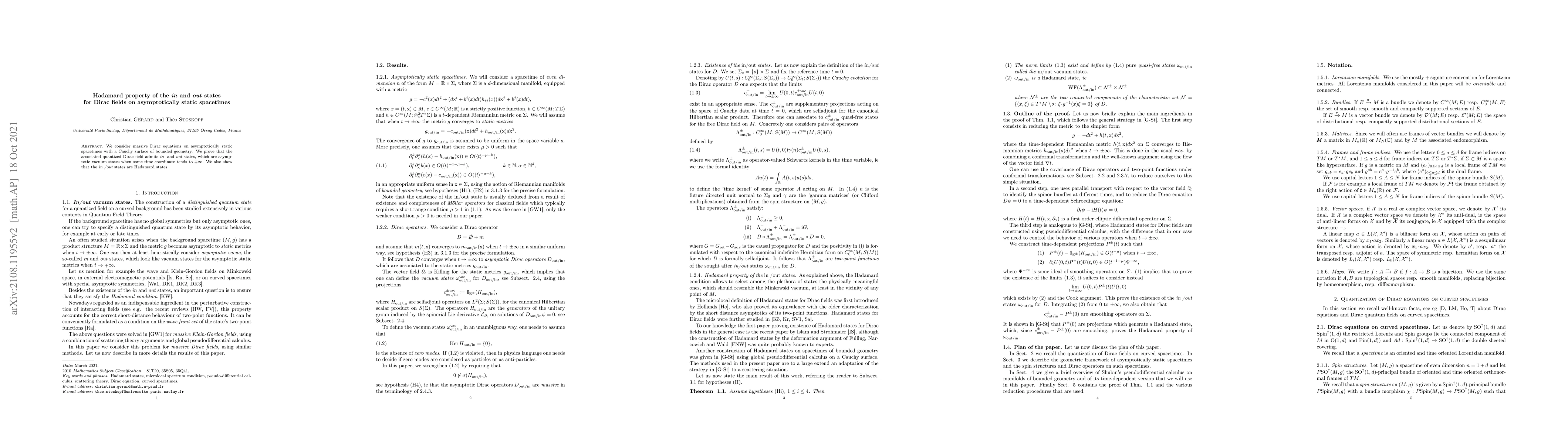 Thumbnail for Hadamard property of the in and out states for Dirac fields on
  asymptotically static spacetimes