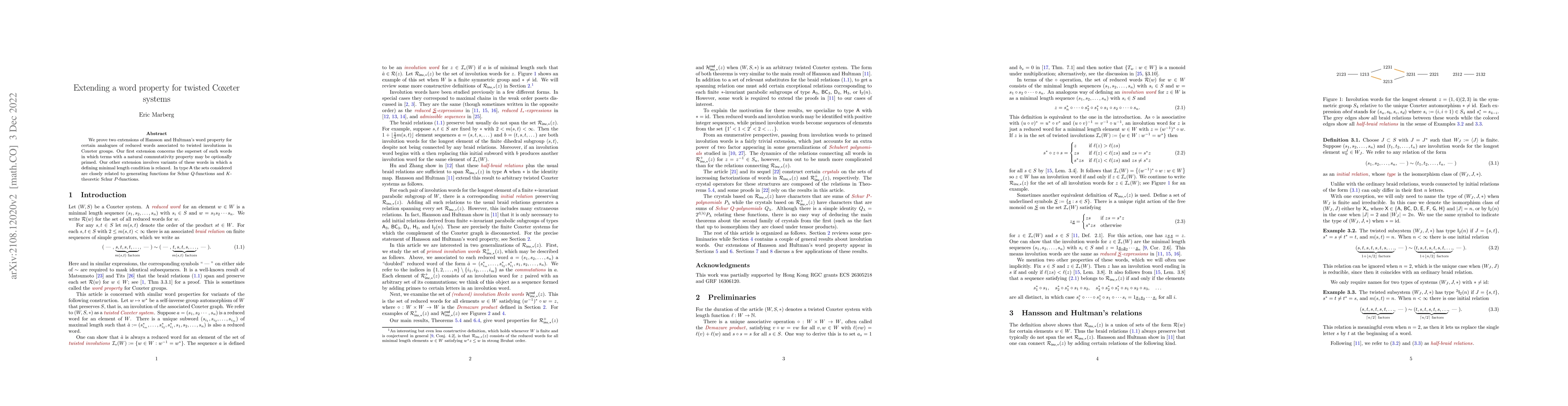 Thumbnail for Extending a word property for twisted Coxeter systems