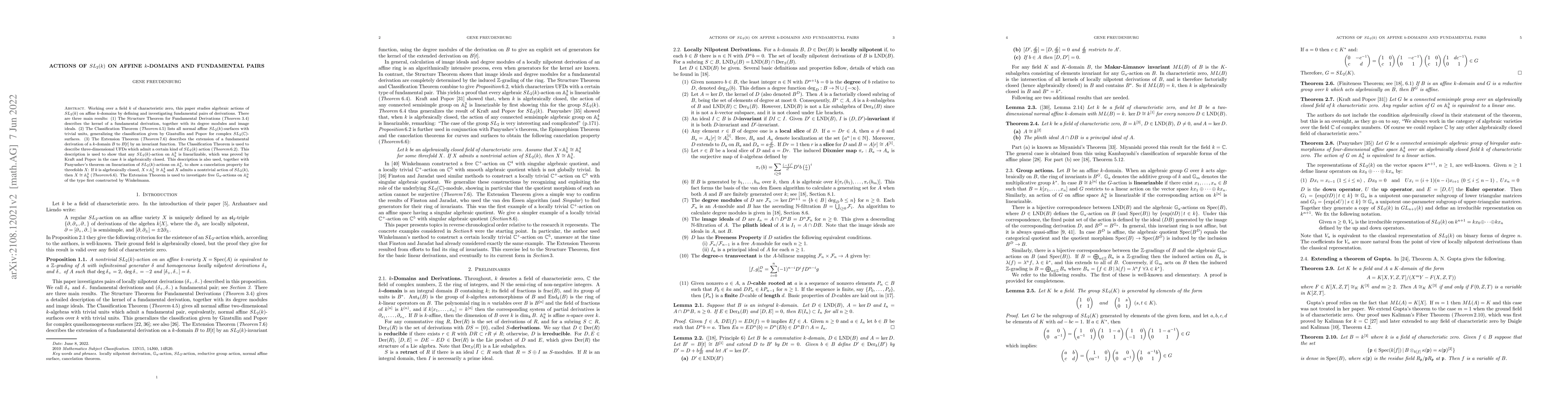 Thumbnail for Actions of $SL_2(k)$ on affine $k$-domains and fundamental pairs