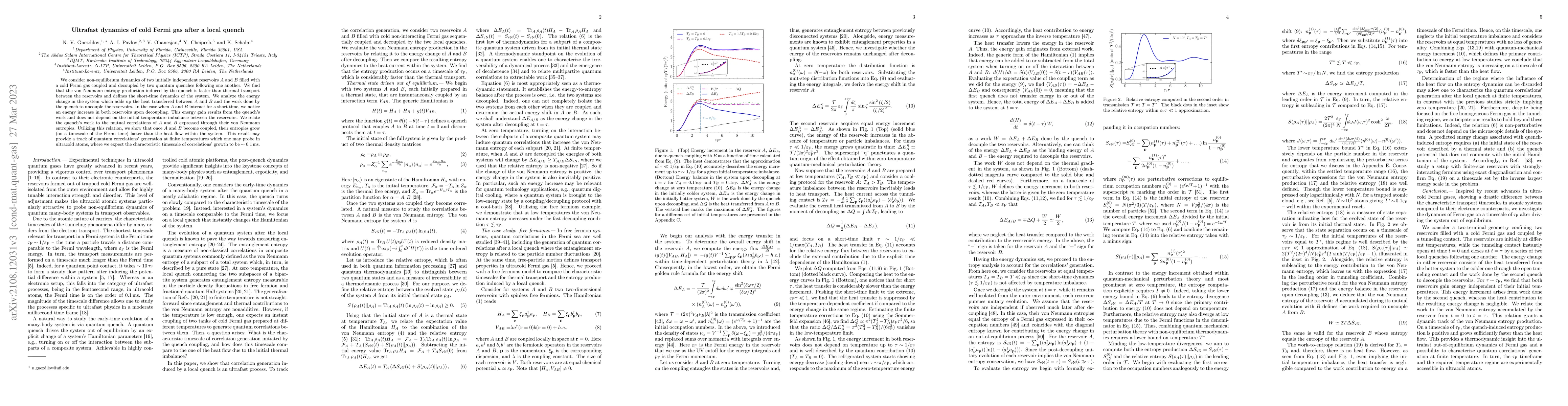Thumbnail for Ultrafast dynamics of cold Fermi gas after a local quench