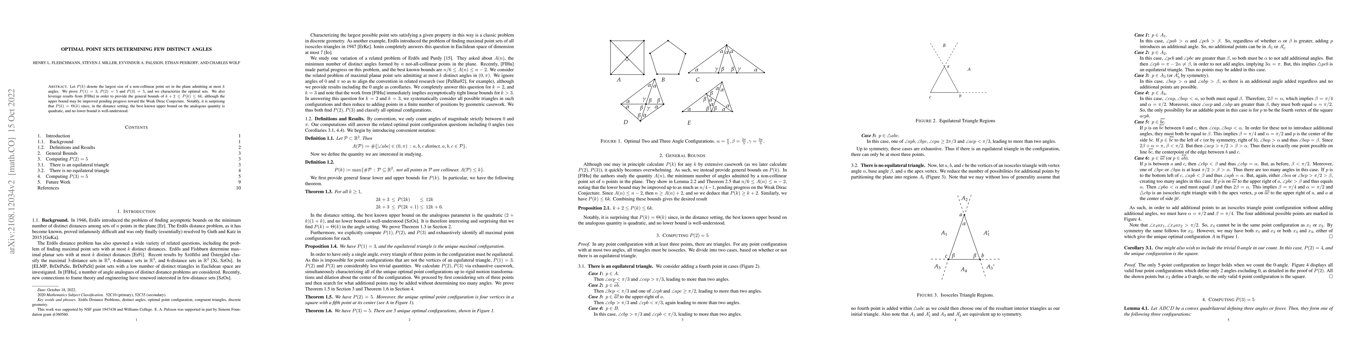 Thumbnail for Optimal Point Sets Determining Few Distinct Angles