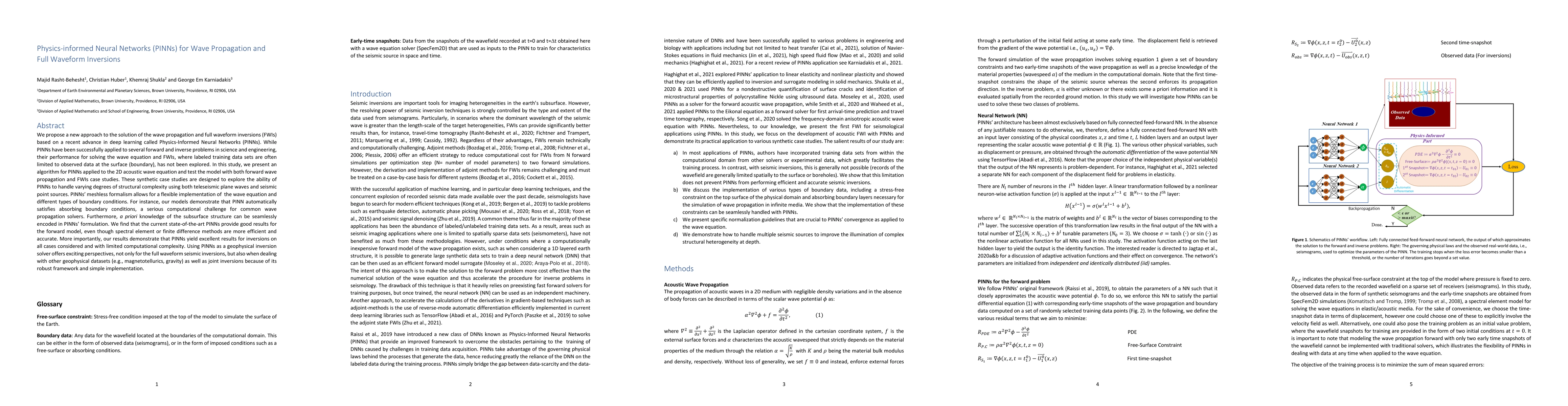 Thumbnail for Physics-informed Neural Networks (PINNs) for Wave Propagation and Full
  Waveform Inversions