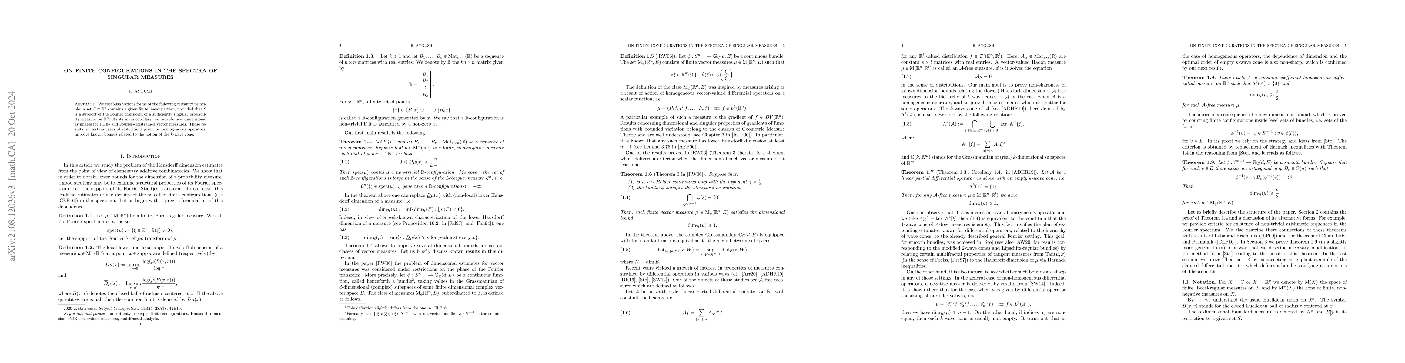 Thumbnail for On finite configurations in the spectra of singular measures