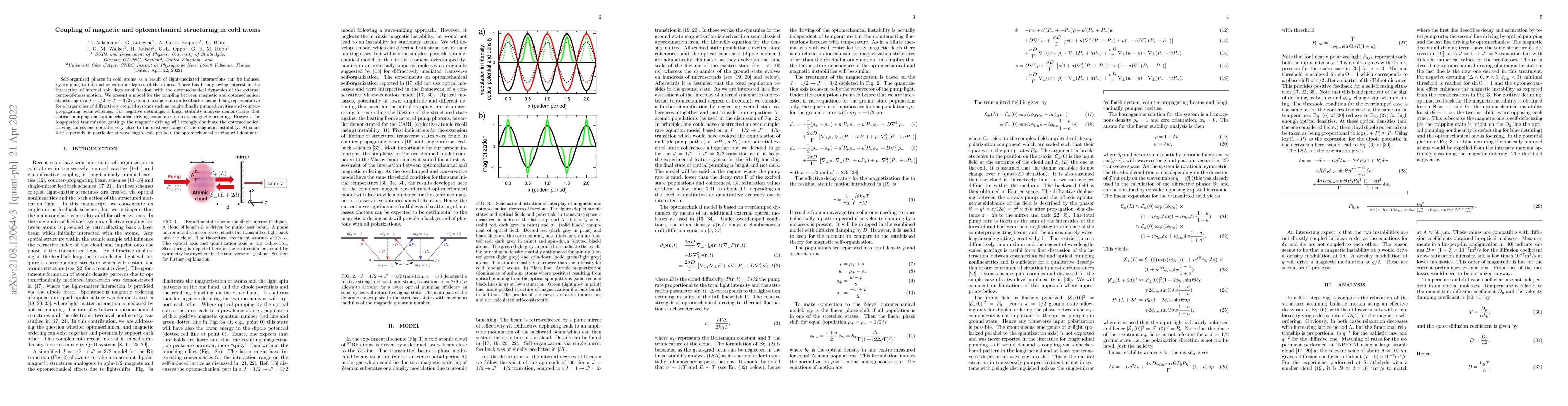Thumbnail for Coupling of magnetic and optomechanical structuring in cold atoms
