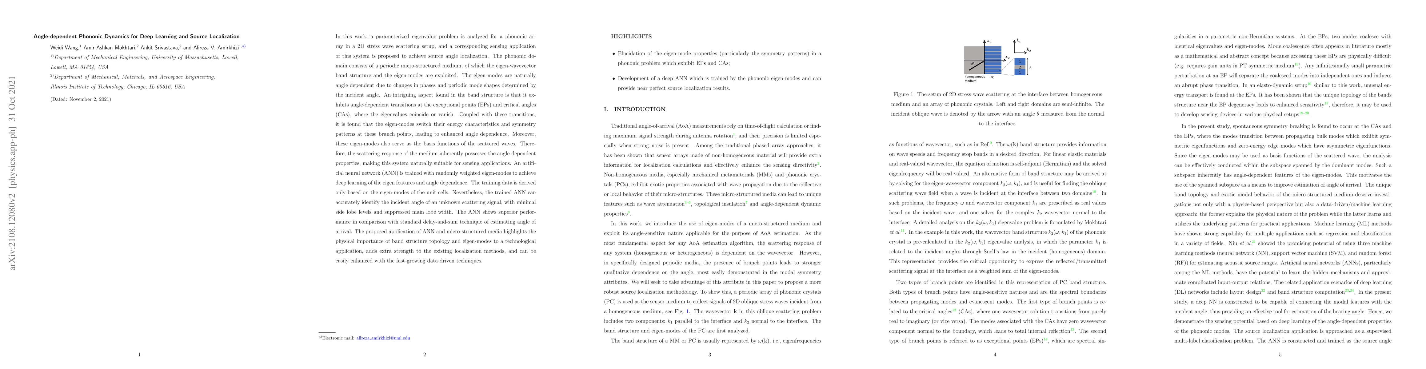Thumbnail for Angle-dependent Phononic Dynamics for Deep Learning and Source
  Localization