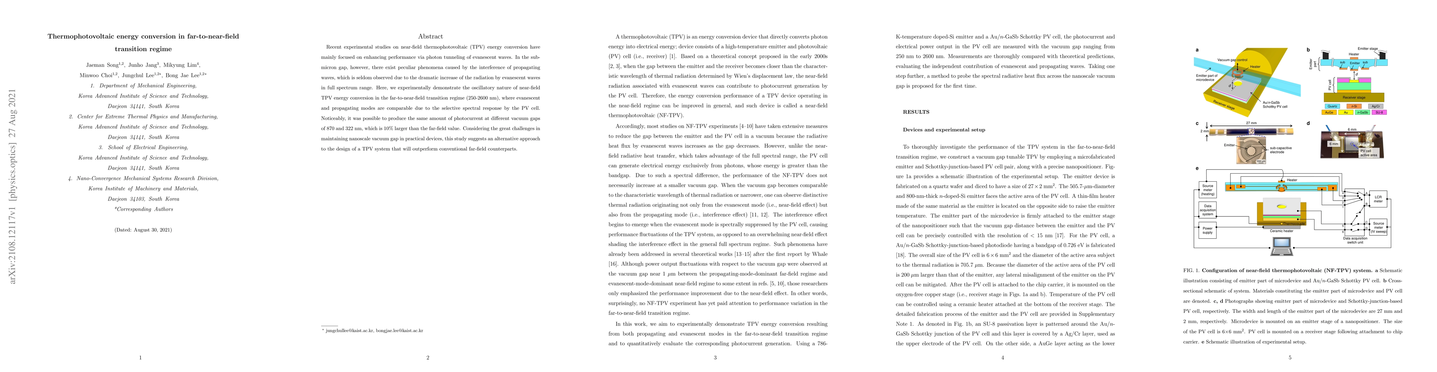 Thumbnail for Thermophotovoltaic energy conversion in far-to-near-field transition
  regime